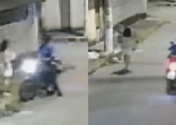 Mãe com bebê no colo é assaltada por bandido uniformizado; veja vídeo