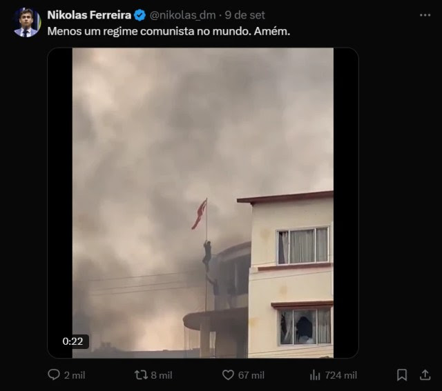 Publicação em rede social sobre o conflito civil no Nepal