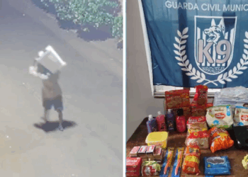 Câmera flagra suspeito furtando produtos em escola de Marataízes
