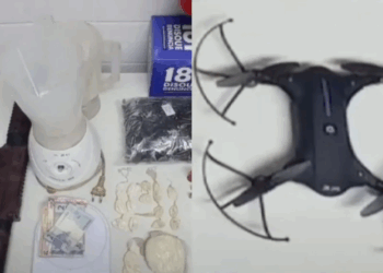 Drone do tráfico bate em árvore e é apreendido pela PM em Vitória