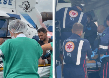 Mulher tem corpo incendiado com gasolina e é socorrida de helicóptero