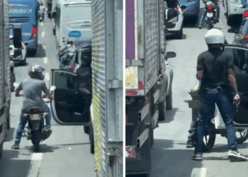 Bandidos em moto assaltam motorista presa no trânsito em Cariacica